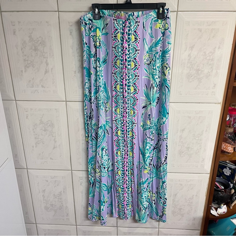 Lilly Pulitzer Suri Maxi Skirt Large It’s Impawsible Kola Bear - Picture 2 of 8